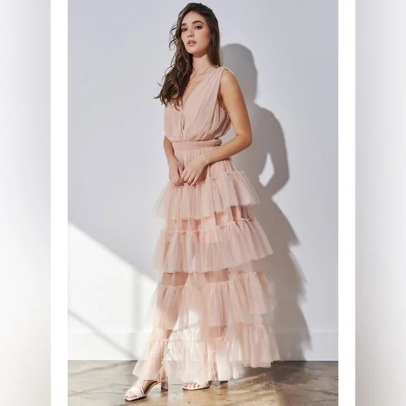 Strut & Bolt | Dresses | Tiered Tulle Ruffle Illusion Maxi